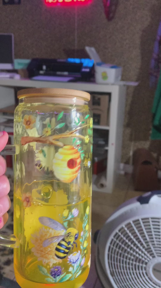 HONEY BEE GLASS SNOW GLOBE TUMBLER