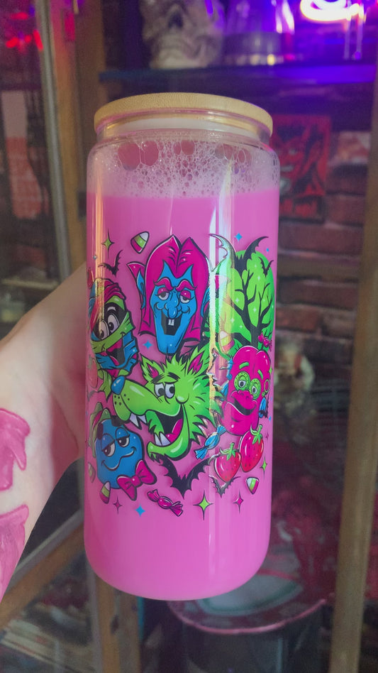 STRAWBERRY MILK GLASS SNOW GLOBE TUMBLER